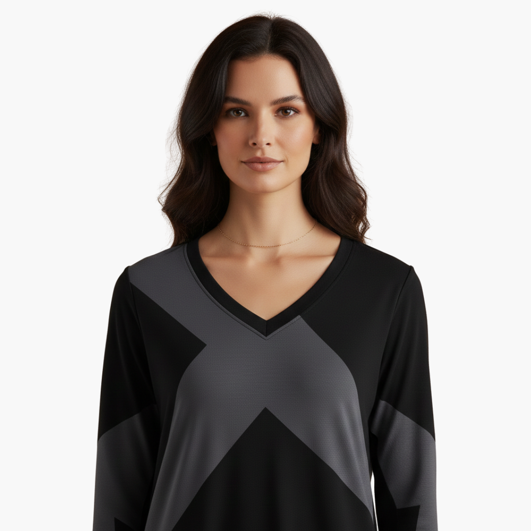 Robe courte pour femme à encolure en V et motif géométrique