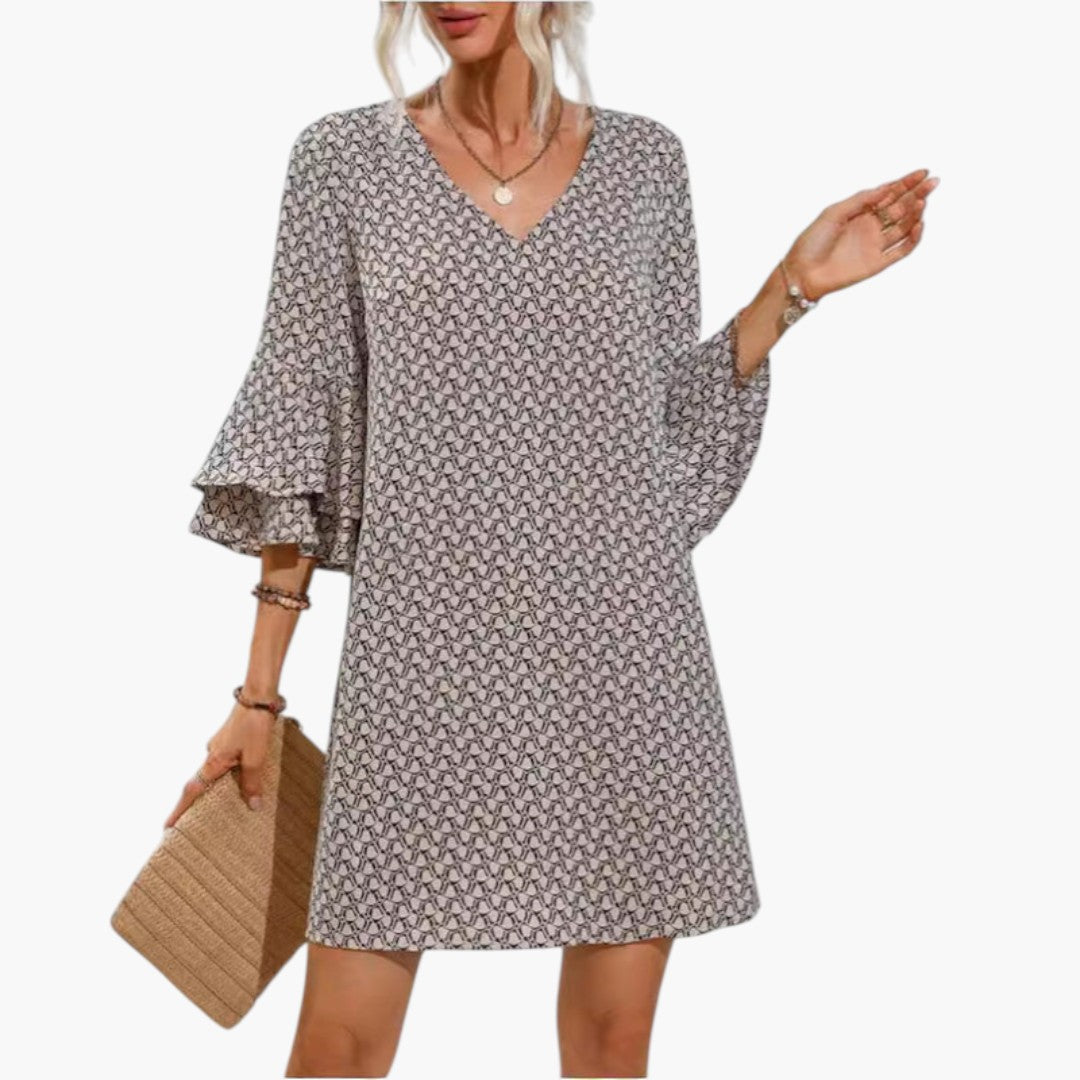 Robe de Plage Femme a Col V et Manches à Volants