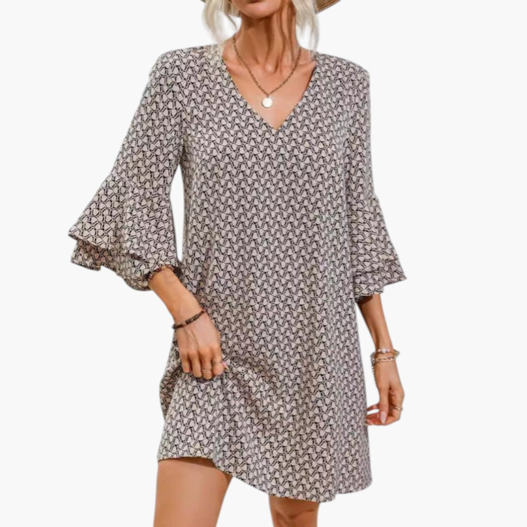 Robe de Plage Femme a Col V et Manches à Volants