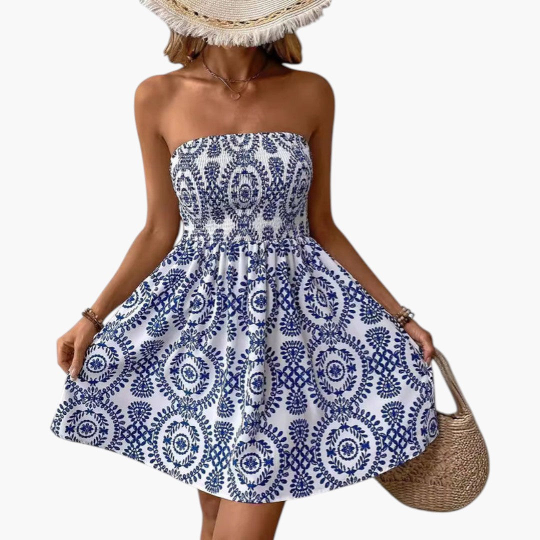 Damen Strandkleid mit schulterfreiem Ausschnitt