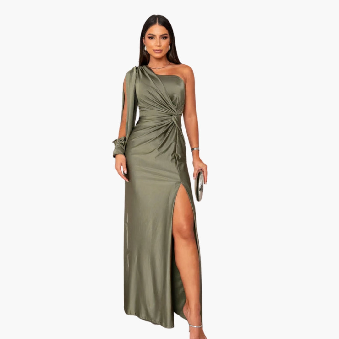 Long Evening Dress for Women with Bare Shoulder