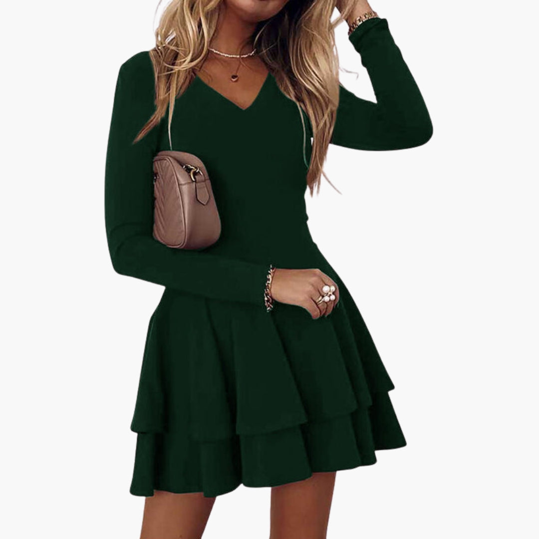 Robe femme à encolure en V avec manches longues