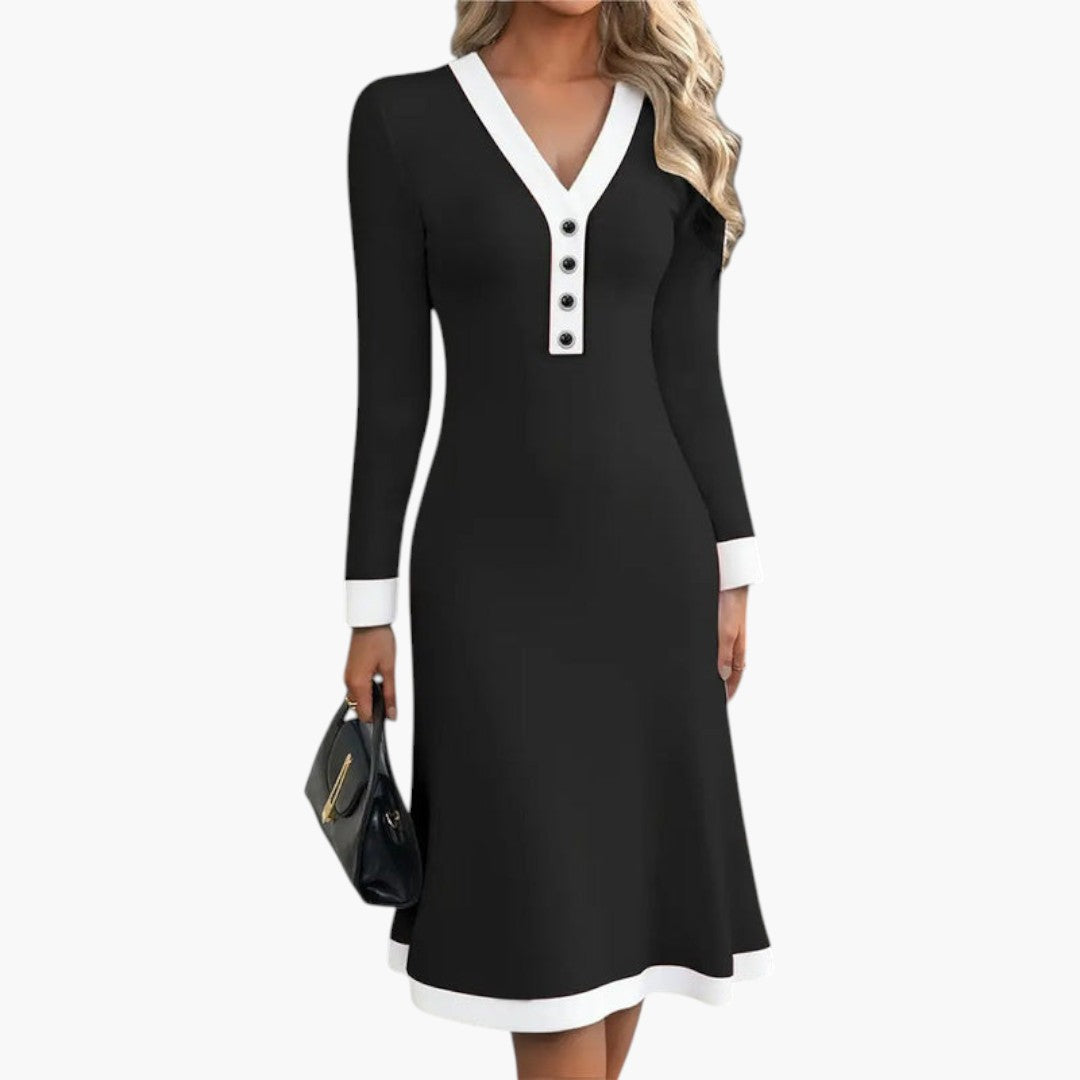 Robe femme avec boutons et manches longues