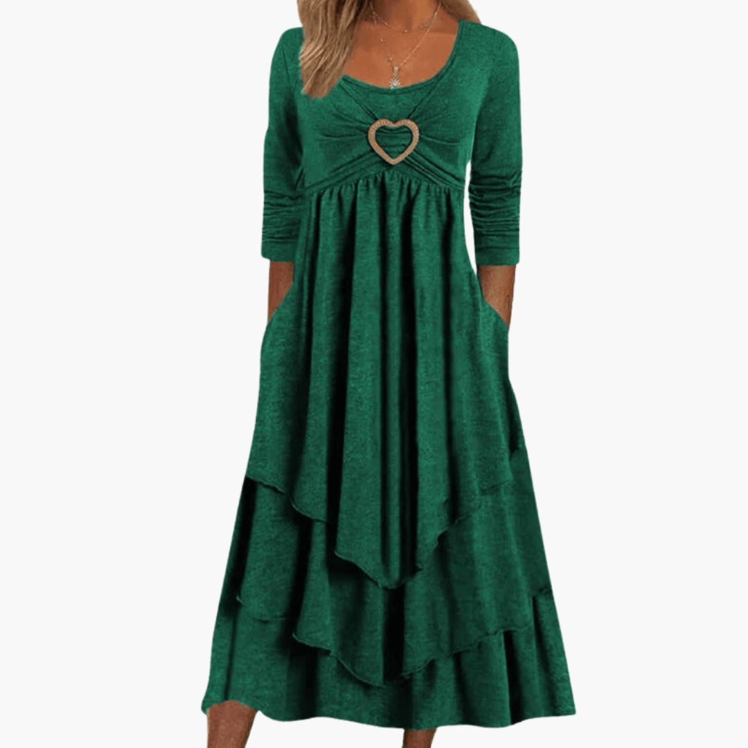 Robe femme col dégagé à manches longues