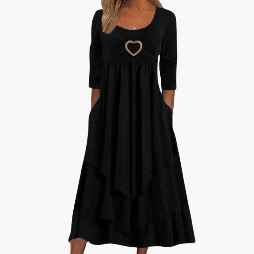 Robe femme col dégagé à manches longues