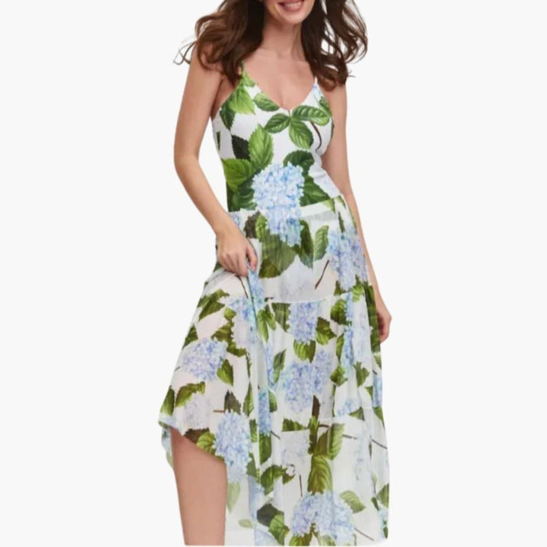 Women's halter neck dress with ruffled skirt