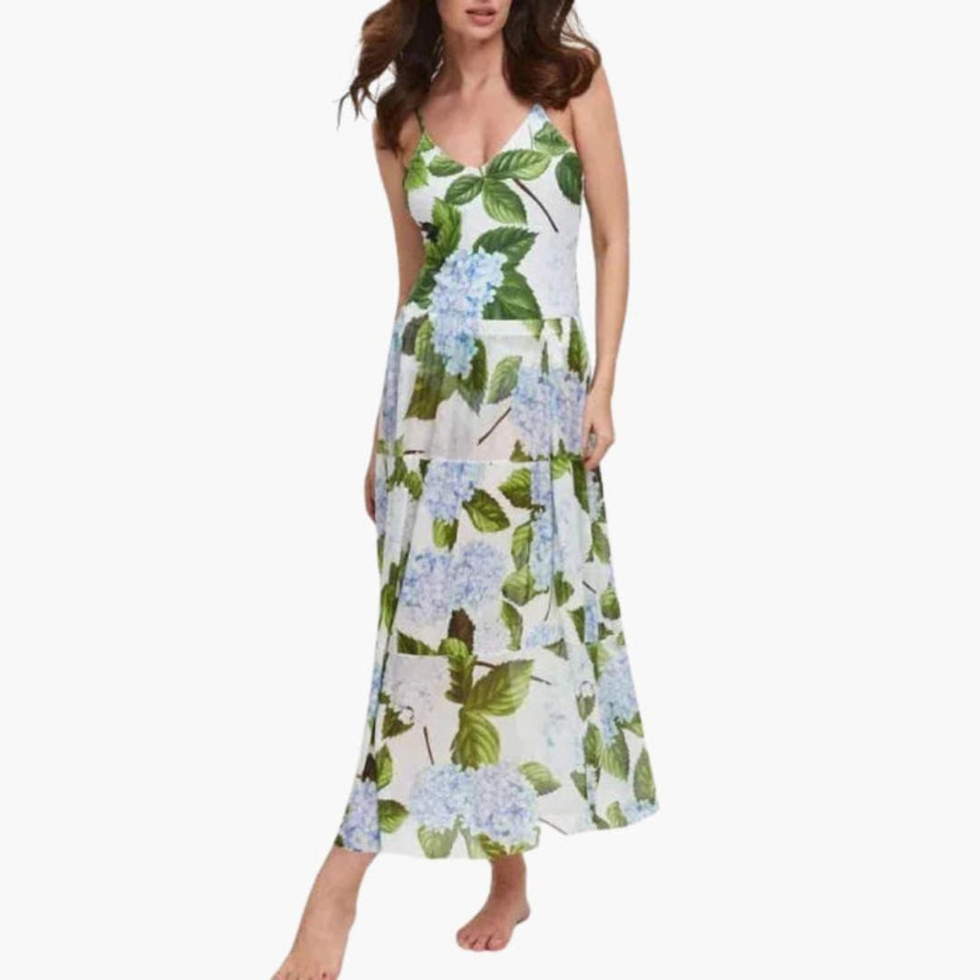 Women's halter neck dress with ruffled skirt