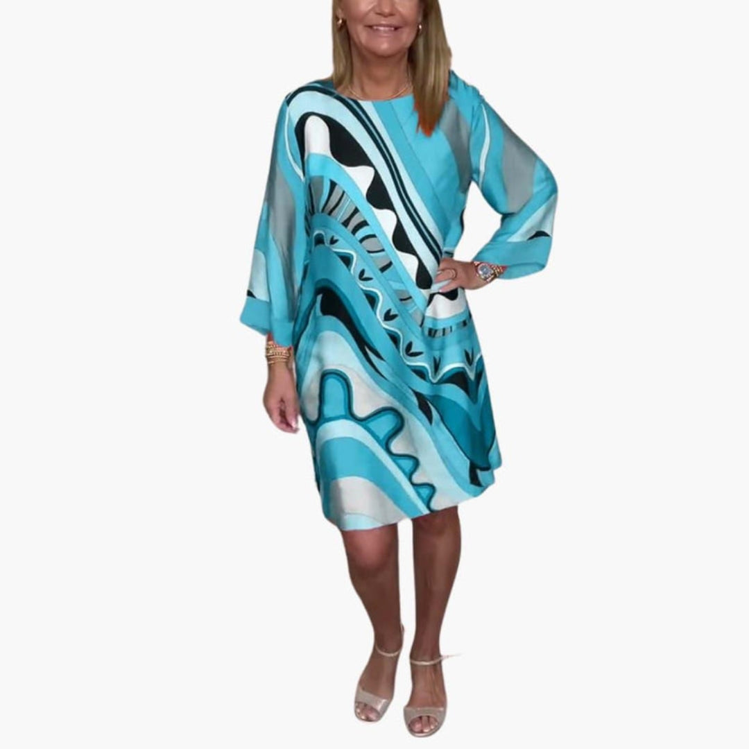 Robe femme longueur genou col rond manches longues