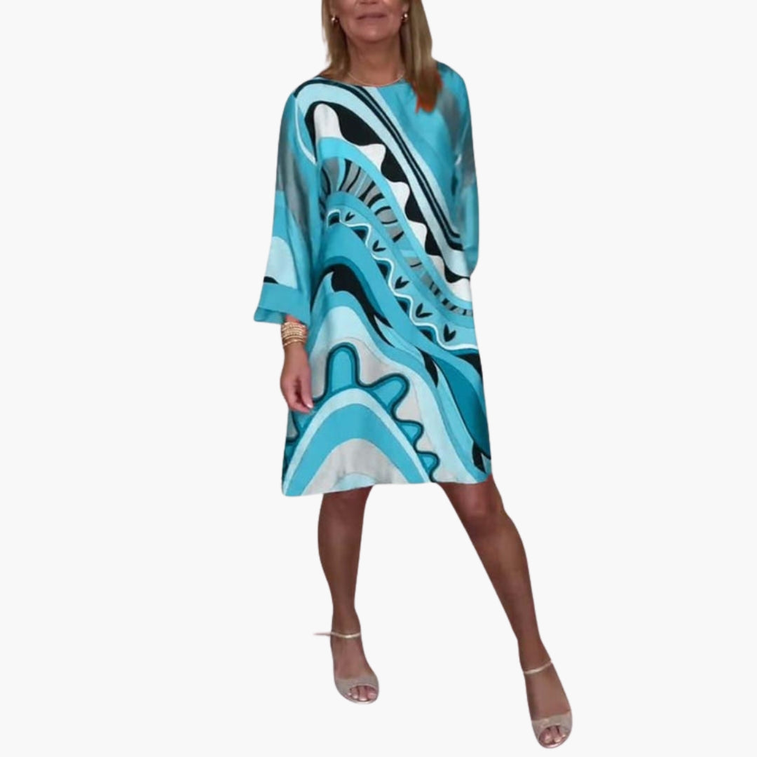 Robe femme longueur genou col rond manches longues