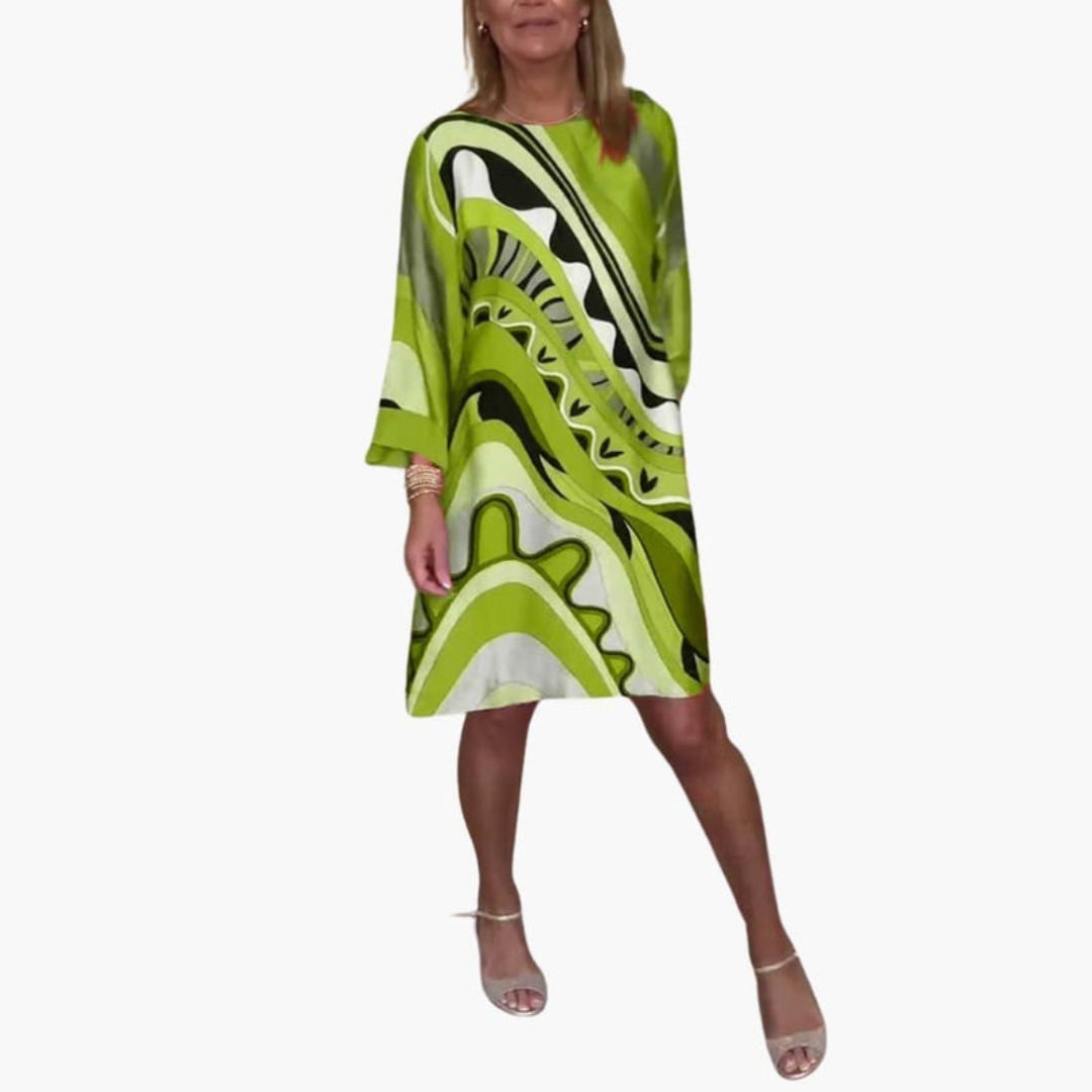Robe femme longueur genou col rond manches longues