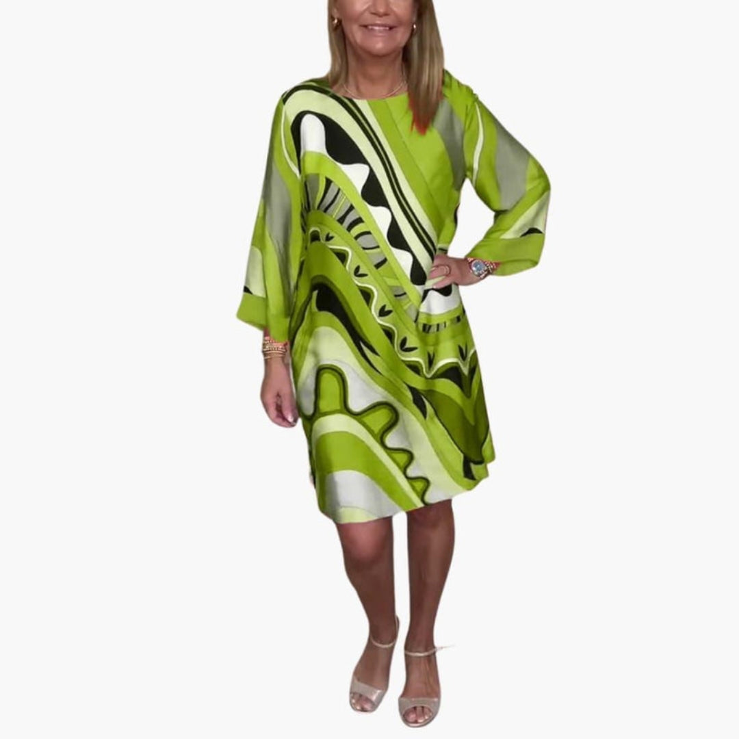 Robe femme longueur genou col rond manches longues