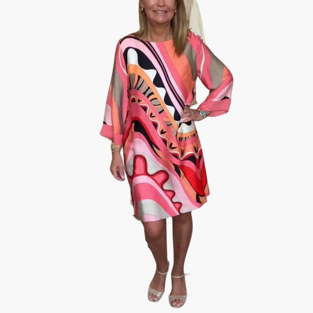 Robe femme longueur genou col rond manches longues