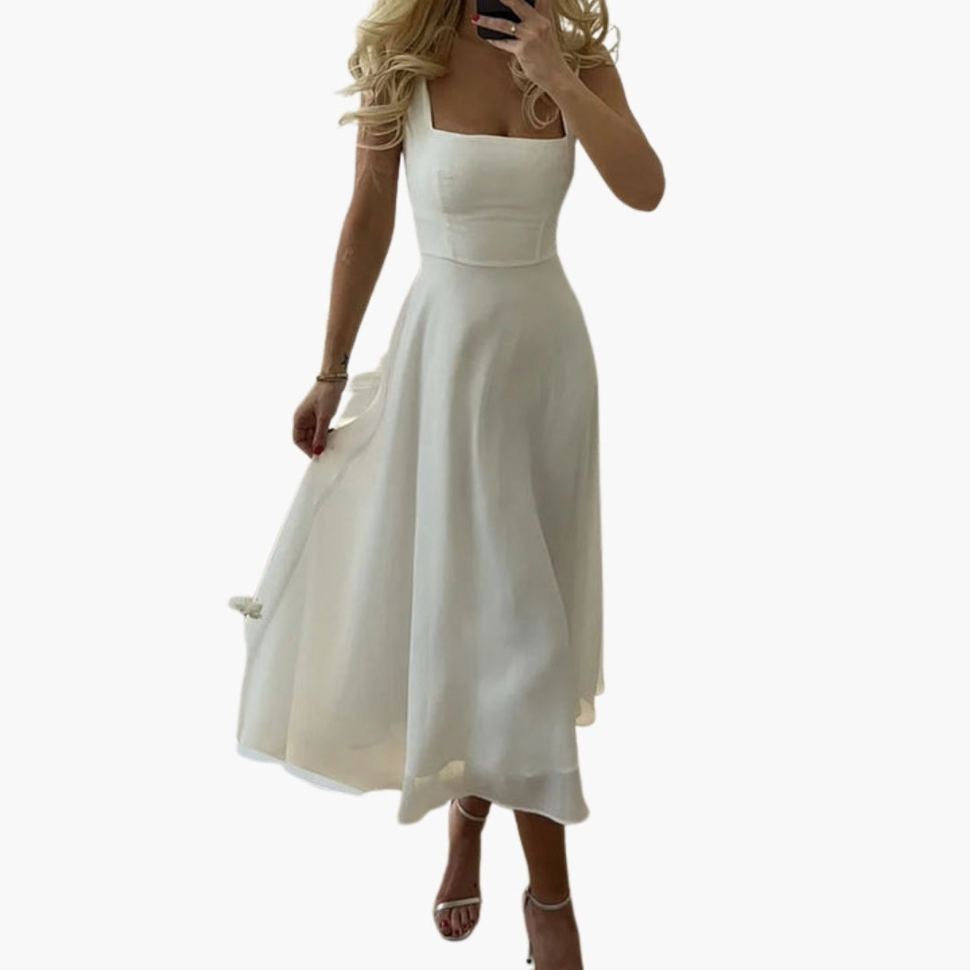 Robe femme sans manches avec encolure carrée