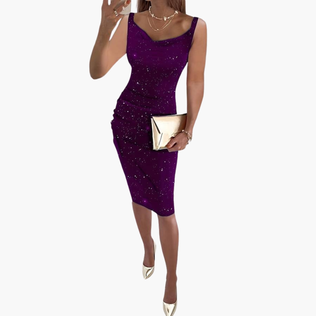 Robe femme sans manches avec surface pailletée