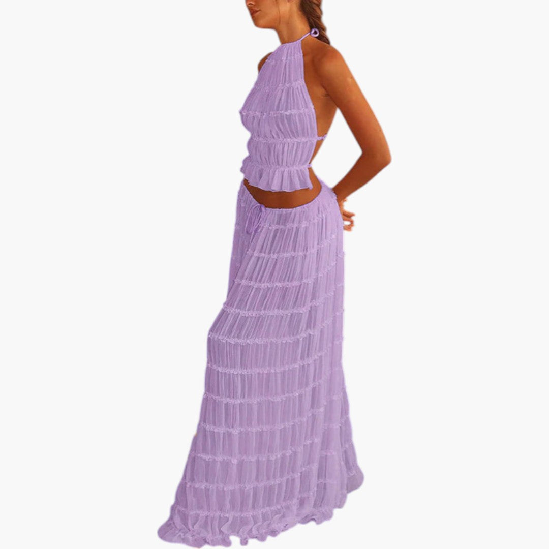 Vestido largo para mujer con escote en la espalda descubierto