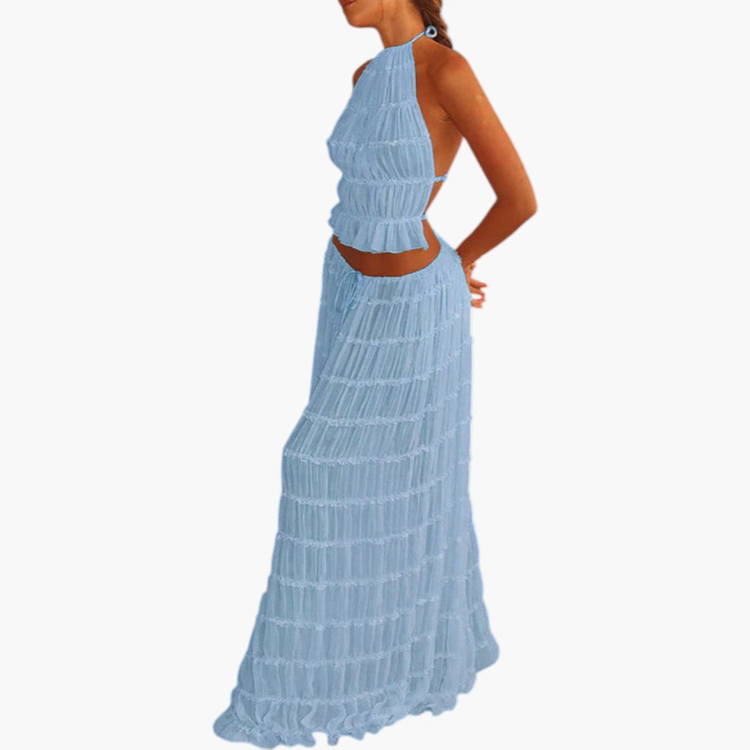 Vestido largo para mujer con escote en la espalda descubierto