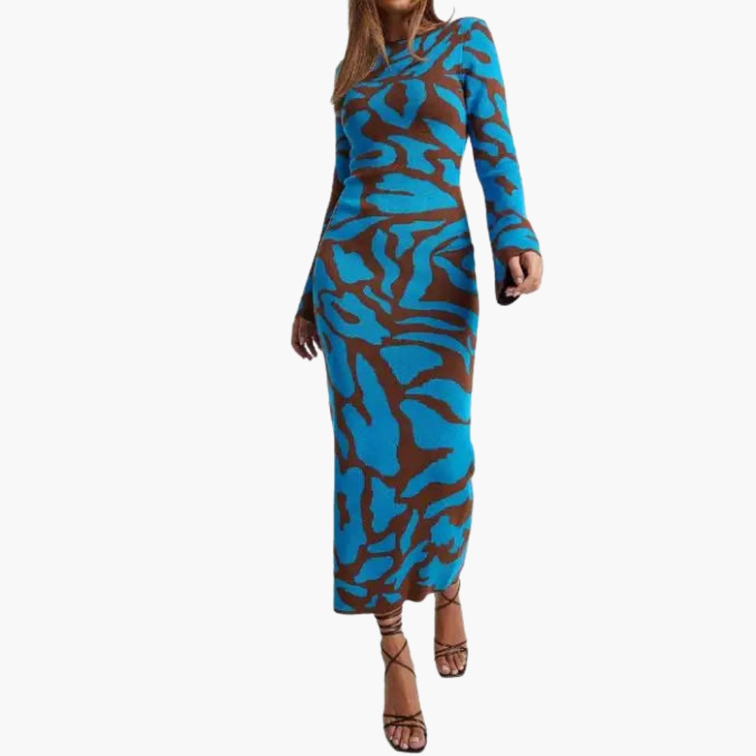 Robe longue femme à motif inspiré de la nature