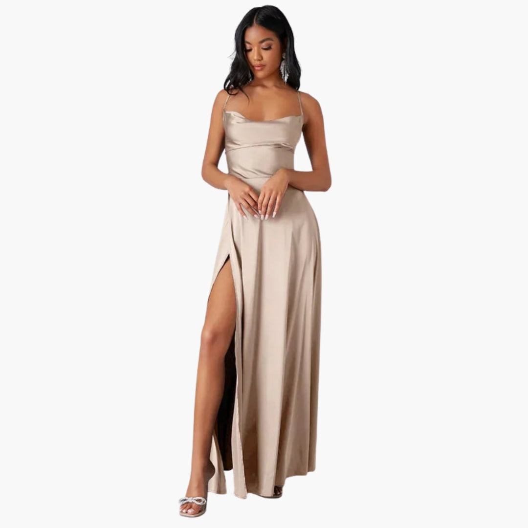 Robe longue femme sans manches avec dos ouvert tressé