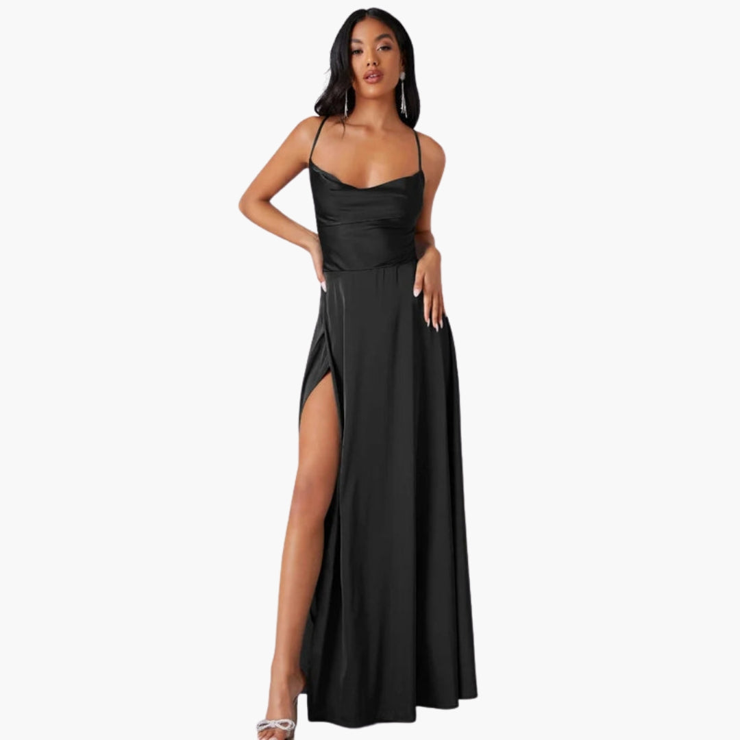 Robe longue femme sans manches avec dos ouvert tressé
