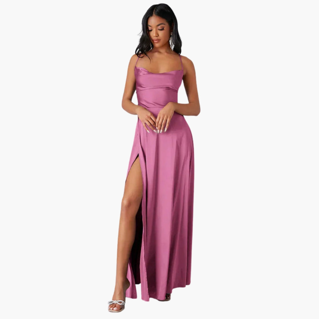 Robe longue femme sans manches avec dos ouvert tressé