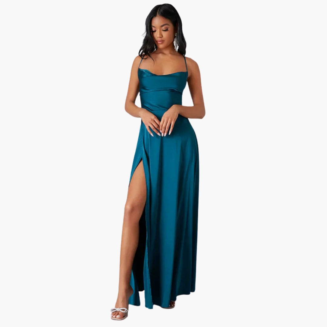 Robe longue femme sans manches avec dos ouvert tressé