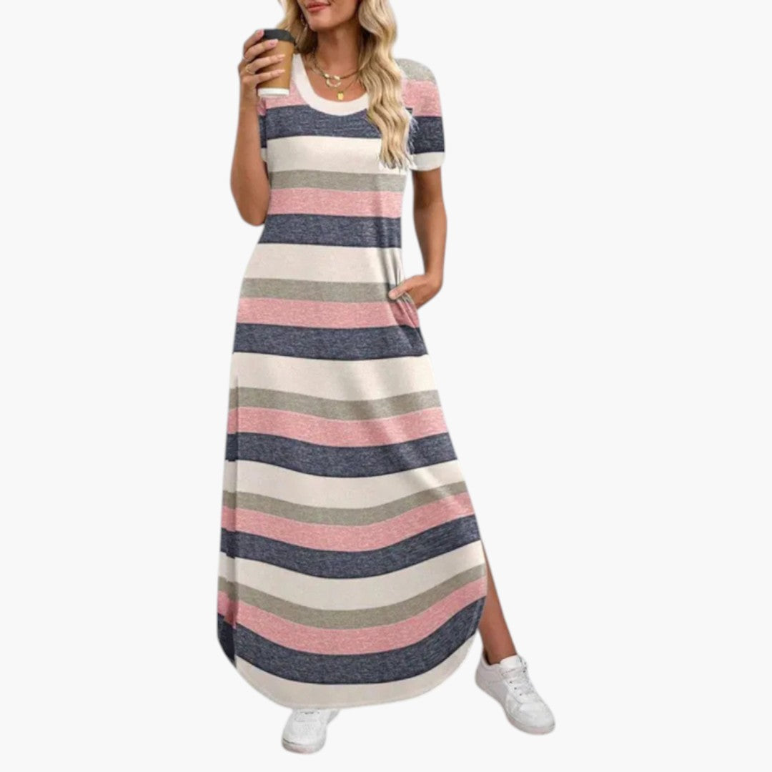 Robe maxi femme avec col rond et coupe fluide