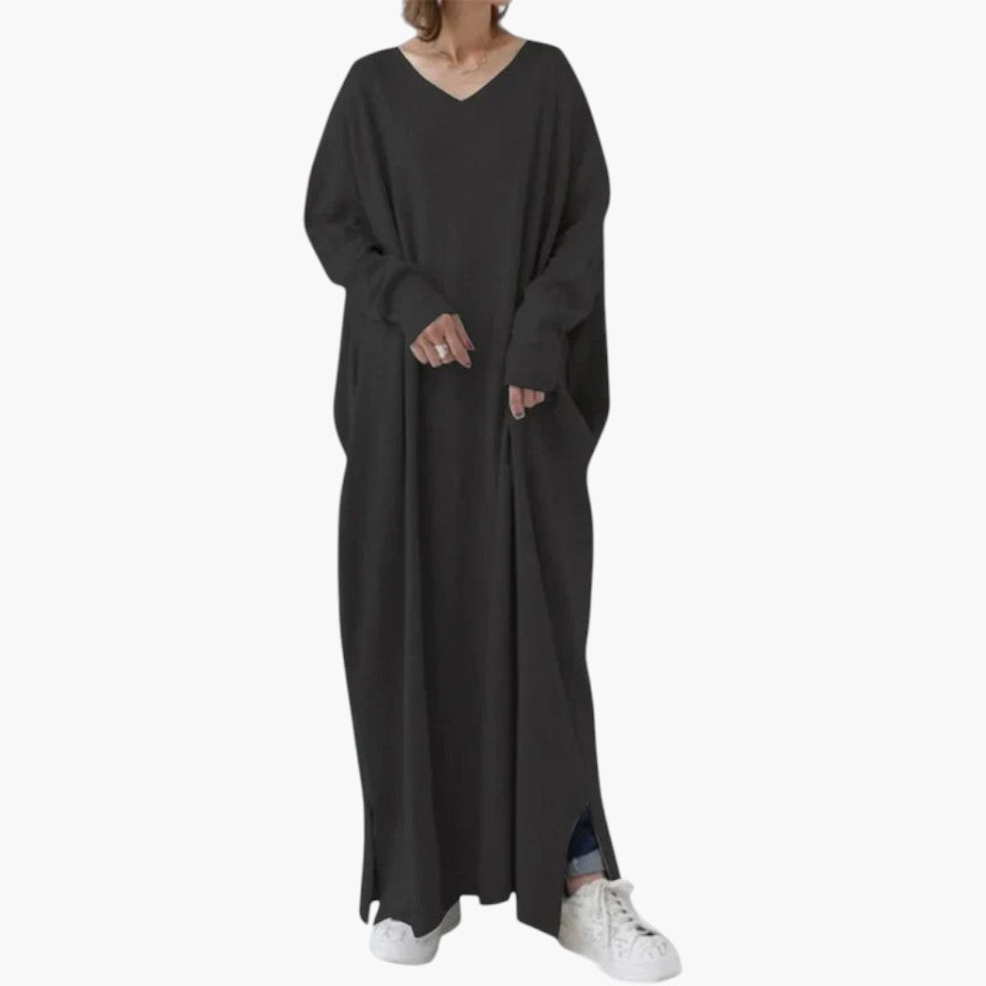 Maxikleid für Damen mit langen Ärmeln und fließendem Schnitt