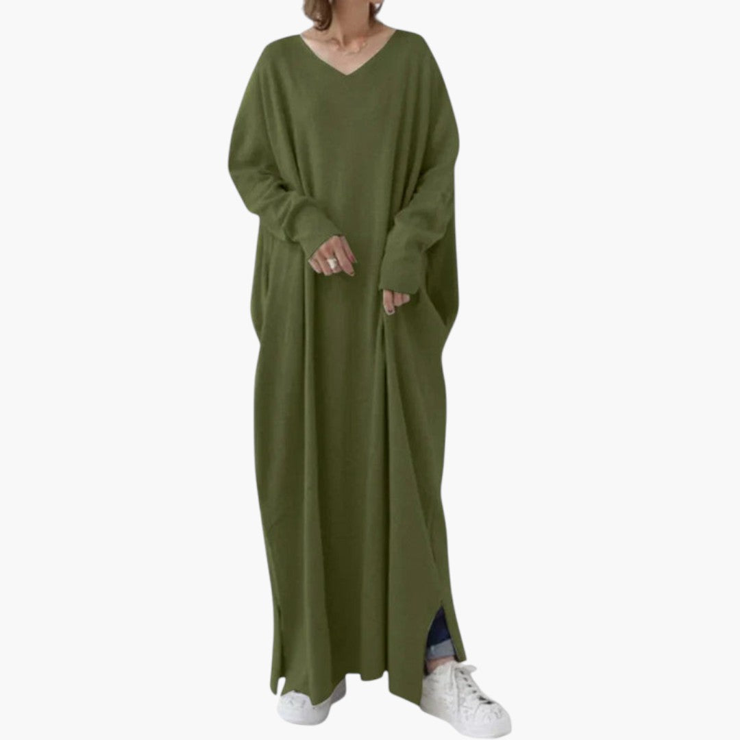 Maxikleid für Damen mit langen Ärmeln und fließendem Schnitt