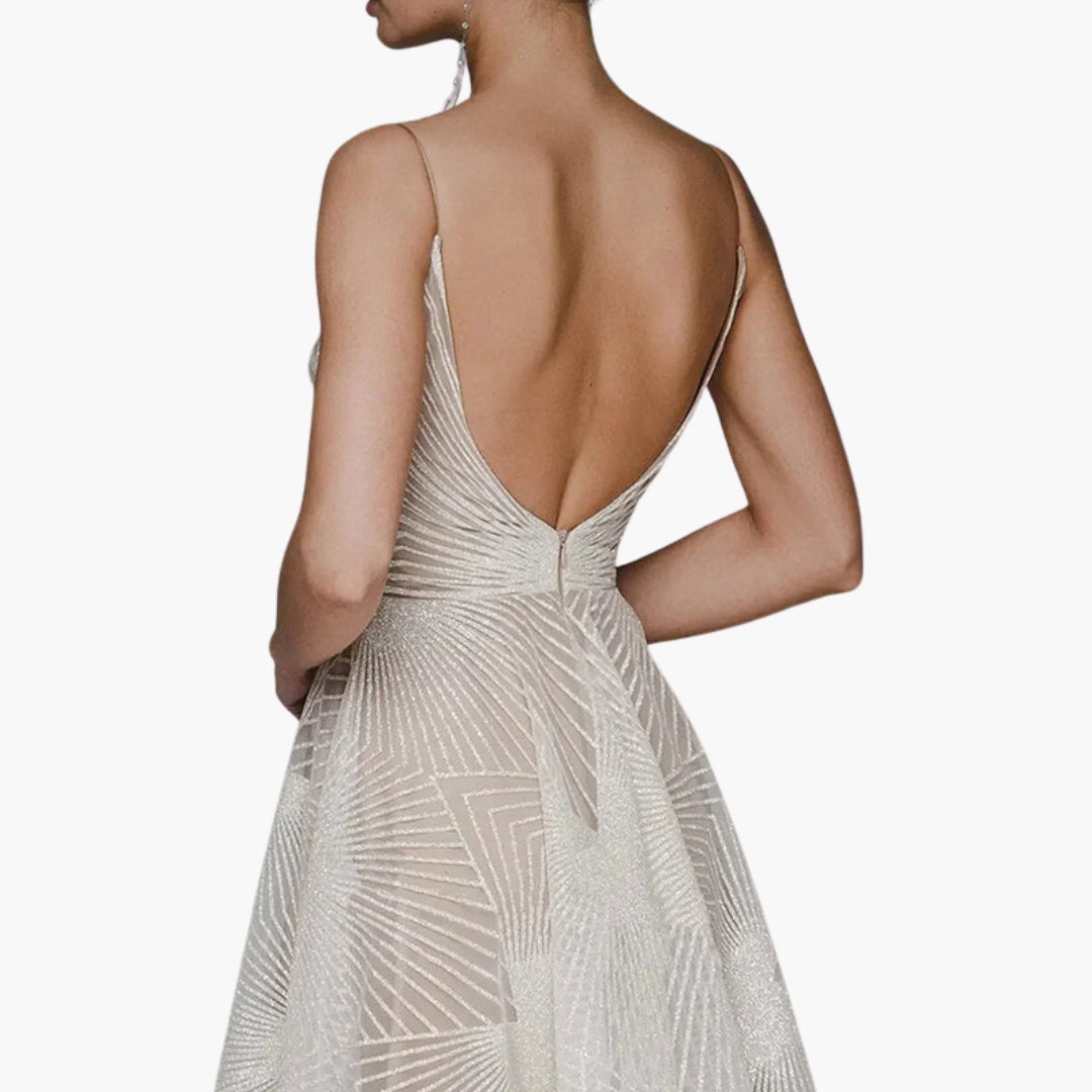 Robe midi femme à dos ouvert avec motif géométrique