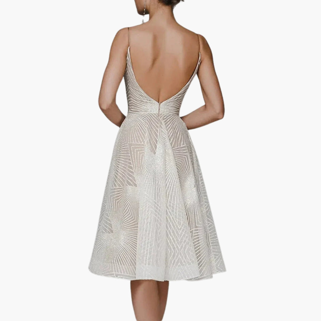 Robe midi femme à dos ouvert avec motif géométrique