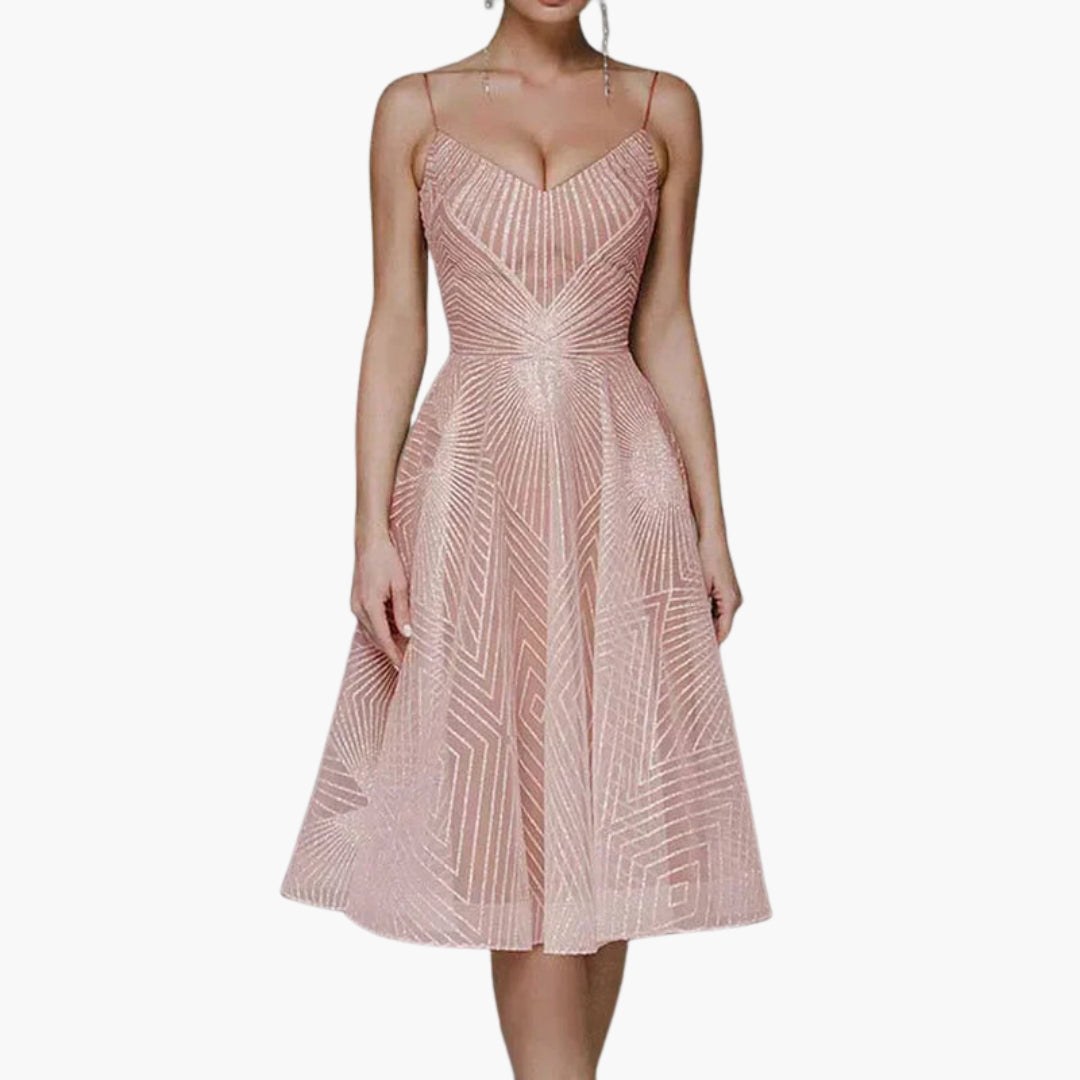 Robe midi femme à dos ouvert avec motif géométrique