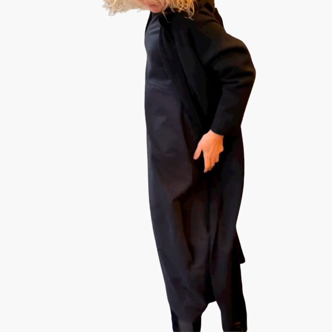 Robe midi femme à manches longues et encolure ronde