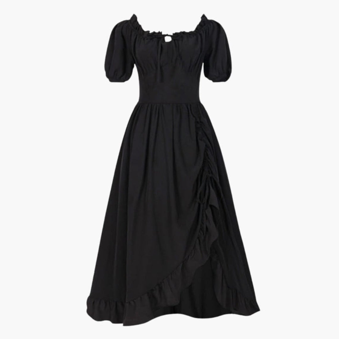 Midi-Kleid für Damen mit Puffärmeln