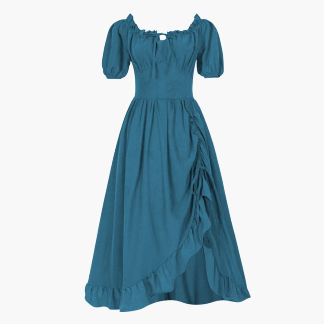 Midi-Kleid für Damen mit Puffärmeln