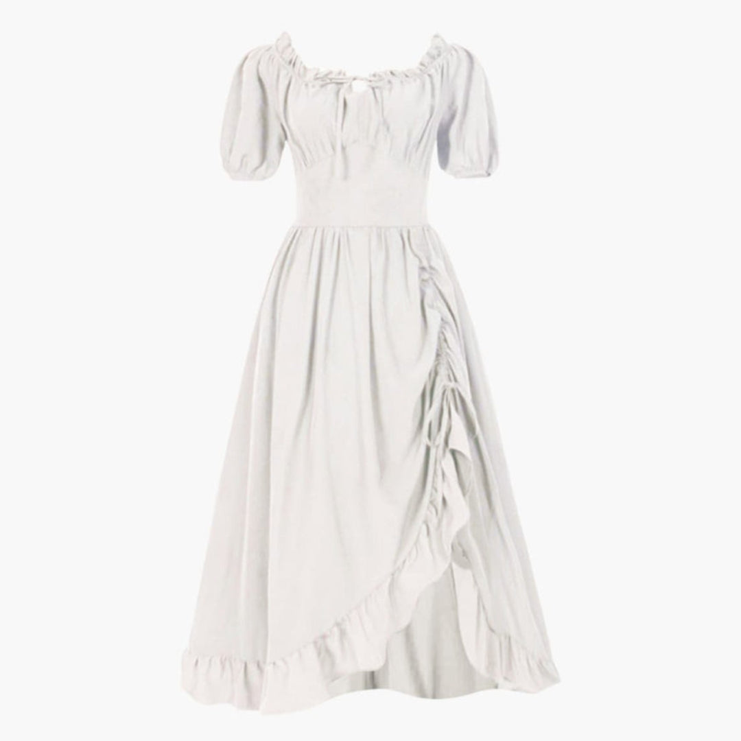 Midi-Kleid für Damen mit Puffärmeln