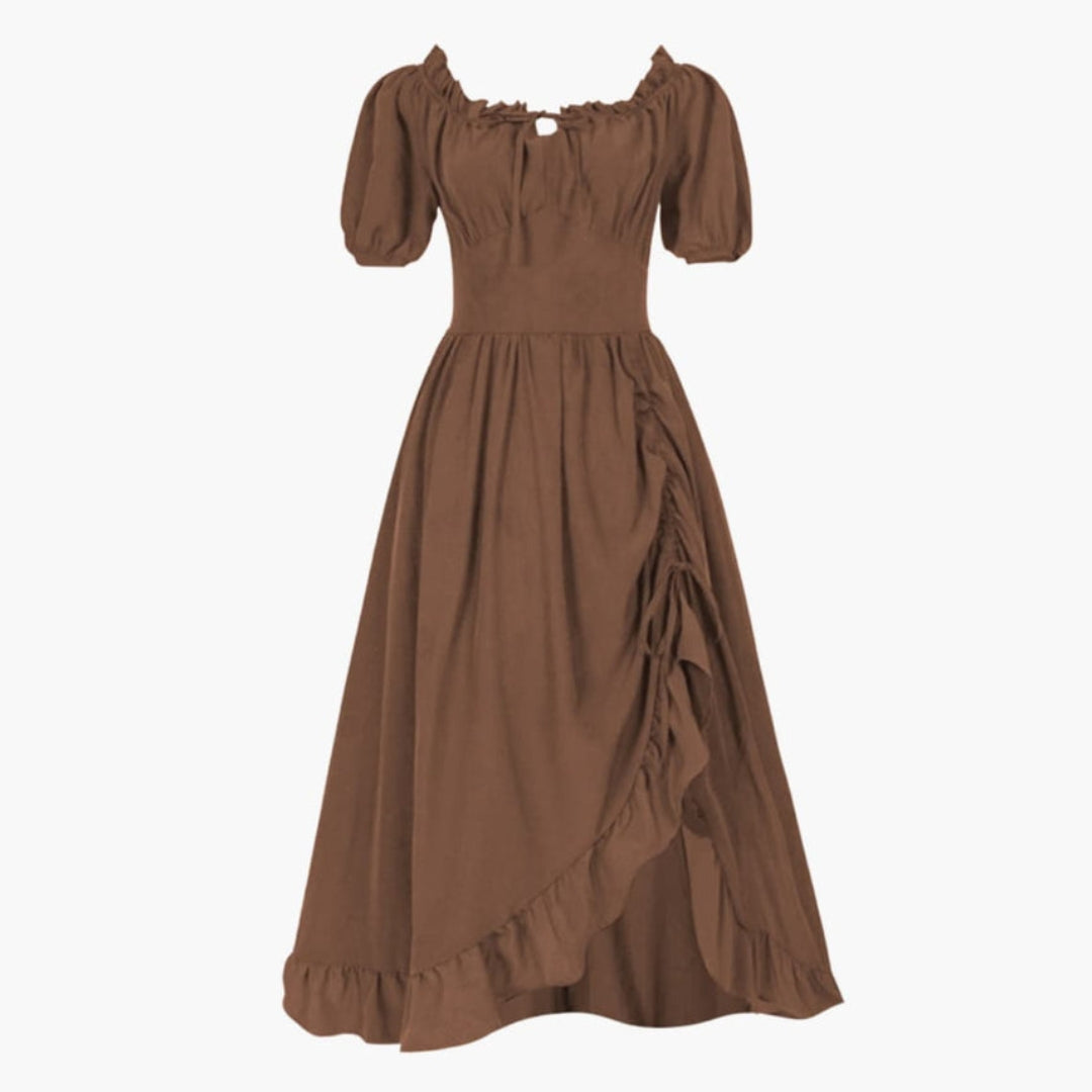 Midi-Kleid für Damen mit Puffärmeln
