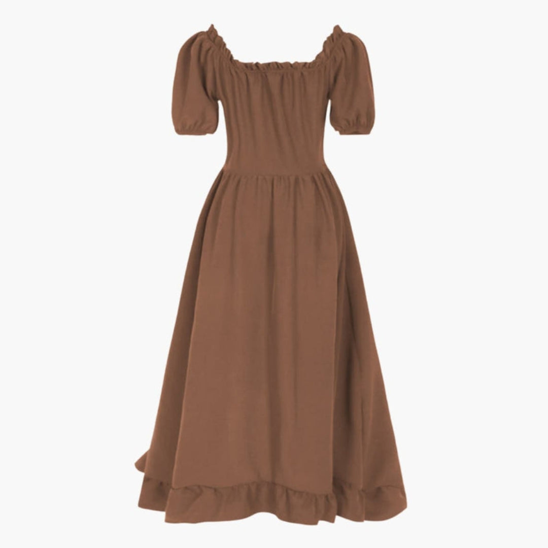Midi-Kleid für Damen mit Puffärmeln
