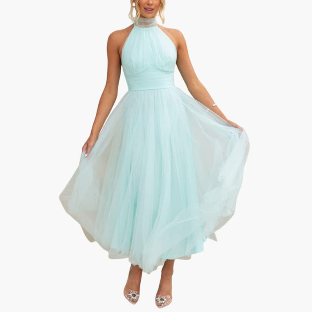 Robe pour femme avec encolure licou et jupe à couches