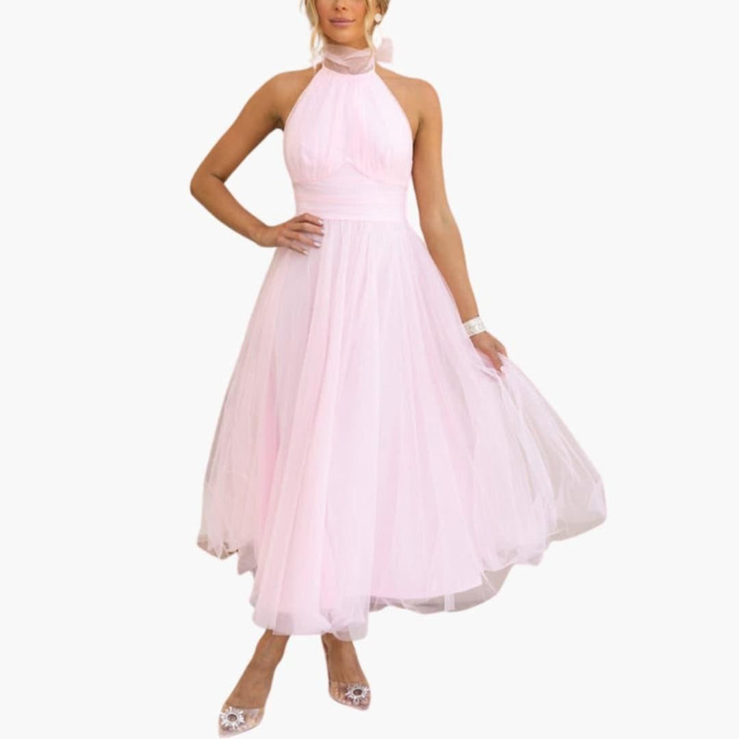 Robe pour femme avec encolure licou et jupe à couches