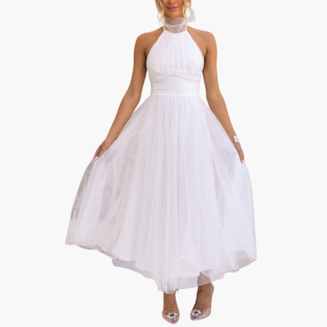 Robe pour femme avec encolure licou et jupe à couches