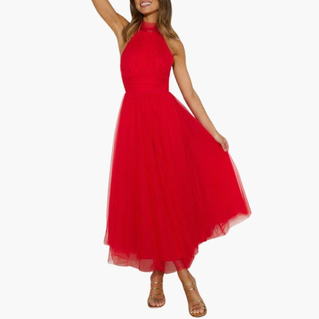 Robe pour femme avec encolure licou et jupe à couches