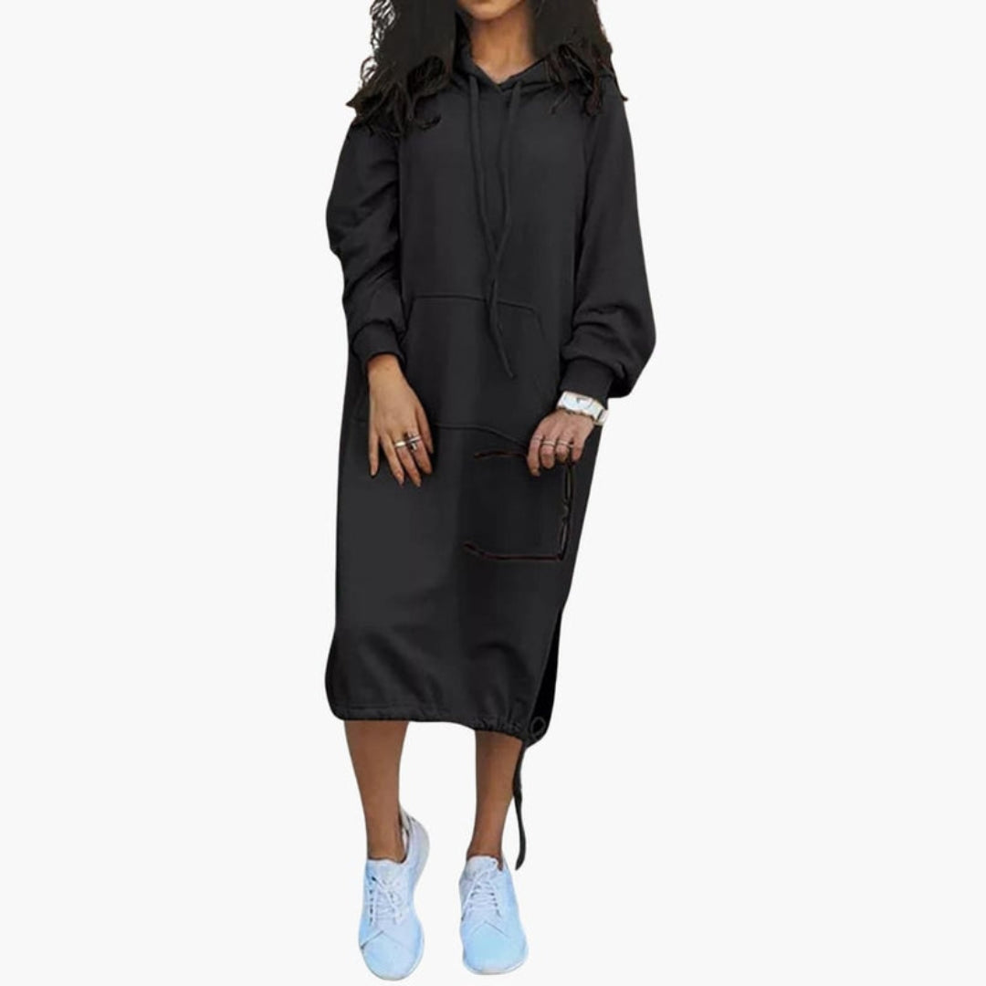 Robe sweat femme à capuche avec poche avant