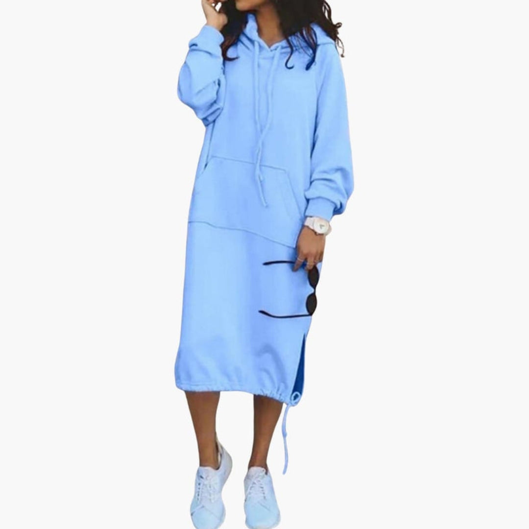 Robe sweat femme à capuche avec poche avant