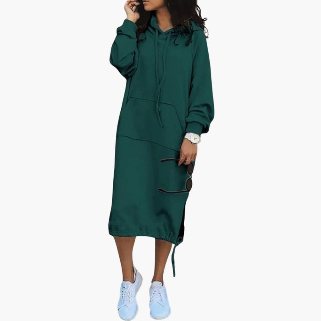 Robe sweat femme à capuche avec poche avant