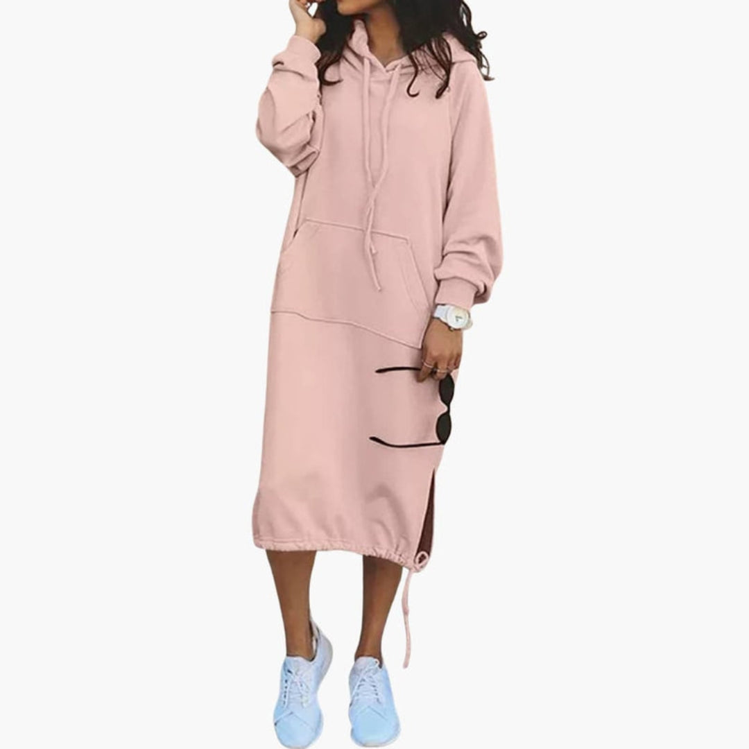 Robe sweat femme à capuche avec poche avant