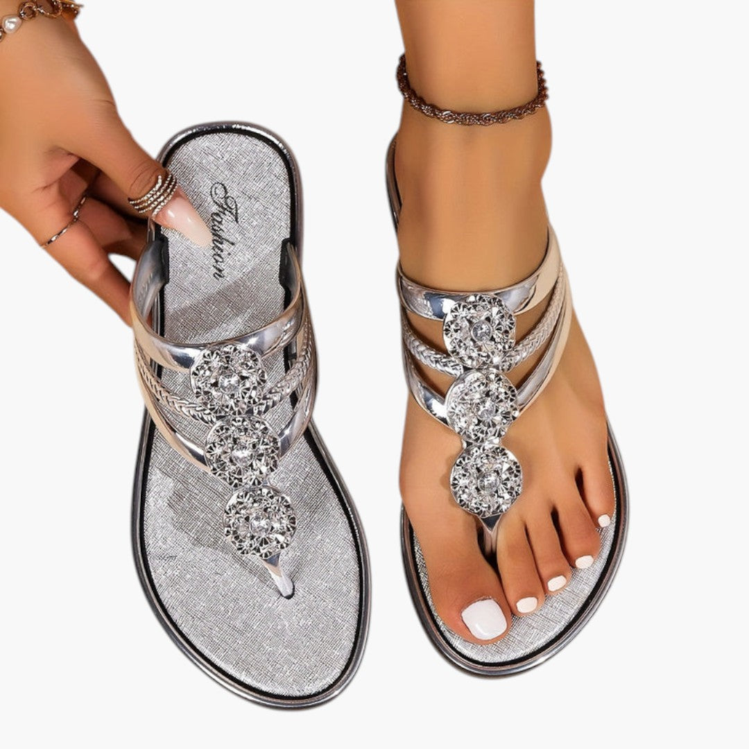 Sandalias para mujer con tiras decoradas y suela acolchada