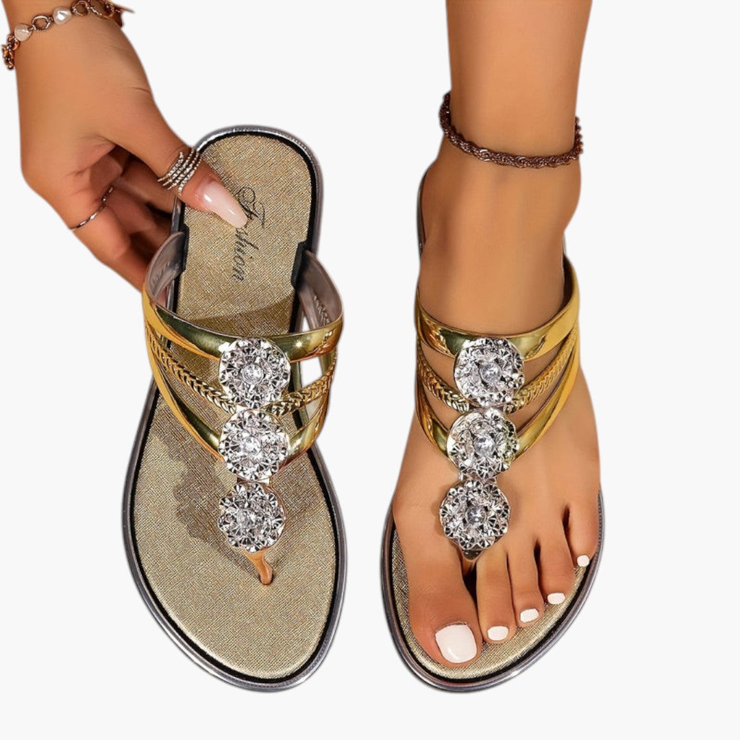 Sandalias para mujer con tiras decoradas y suela acolchada