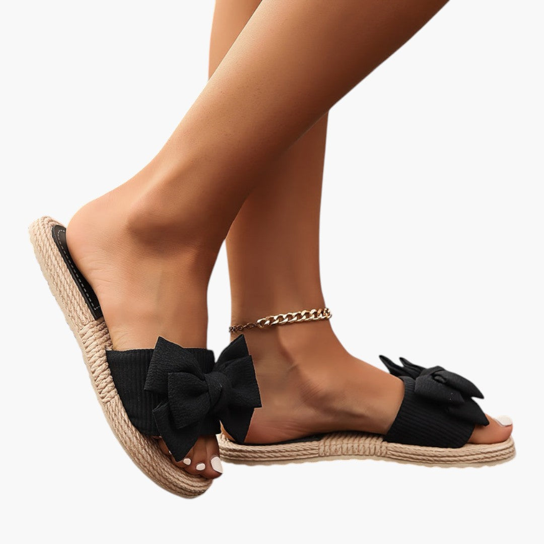 Women's Sandals with Decorative Bow and Open Toe
