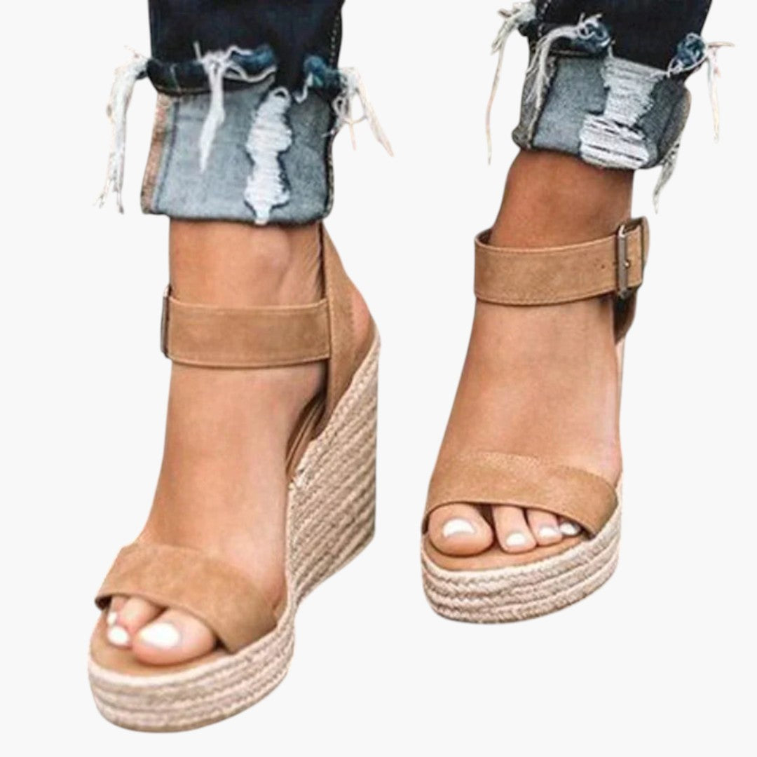 Sandales Femme avec Bride Ajustable et Talon Compensé