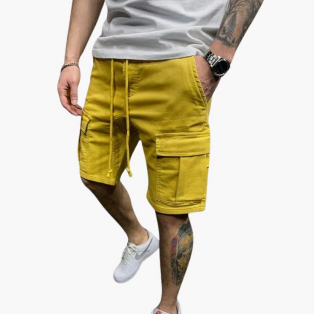 Short Cargo Homme Longueur Genou avec Poches à Rabat